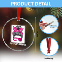 Bowling Mom Life Crystal Glass Ornament Funny Bowler Gift TS12