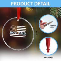 Boy Dad Est 2025 Crystal Glass Ornament Newborn Daddy Father Baby Boy Son USA Flag TS10