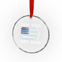 Boy Dad Est 2025 Crystal Glass Ornament Newborn Daddy Father Baby Boy Son USA Flag Fighter Jets TS10