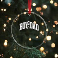 Boy Dad Lightning Bolt Checkered Varsity Son Daddy Crystal Glass Ornament