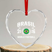 Brasil Flag Brazil Soccer Football Fan Heart Crystal Glass Ornament