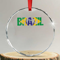 Brazil Brasil Flag Crystal Glass Ornament Vintage Distressed Brazil