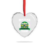 Brazil Drinking Team Heart Crystal Glass Ornament Funny Brazilian Flag Beer Party Gift
