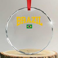 Brazil Football Throwback Design Vintage Brazilian Flag Jersey Style Crystal Glass Ornament