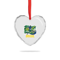 Brazil Soccer Brasil Flag Patriotic Sports Heart Crystal Glass Ornament Brazilian Football Fan Supporter