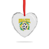 Brazil Soccer Fan Heart Crystal Glass Ornament Brazilian Football Game Day Fan