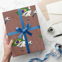 Brazil Soccer Goose Wrapping Paper Roll Brazilian Flag Patriotic Football Fan Graphic