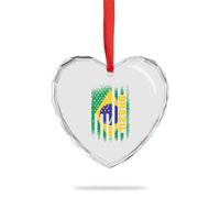 Brazilian Americans Brazilian Pride Latin Vintage USA Brazil Flag Heart Crystal Glass Ornament