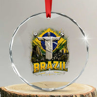Brazilian Futbol 2026 Crystal Glass Ornament Christ The Redeemer Football Pride