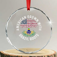 Brazilian Roots American Grown Tree Flag Crystal Glass Ornament