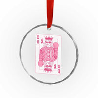 Breast Cancer Awareness Crystal Glass Ornament Queen Of Pink Ribbon Blackjack Cards Poker TS10
