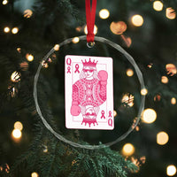 Breast Cancer Awareness Crystal Glass Ornament Queen Of Pink Ribbon Blackjack Cards Poker TS10