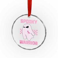 Breast Cancer Halloween Crystal Glass Ornament Ghost Wear Pink Ribbon Spooky Warrior - Wonder Print Shop
