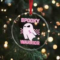 Breast Cancer Halloween Crystal Glass Ornament Ghost Wear Pink Ribbon Spooky Warrior - Wonder Print Shop