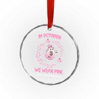 Breast Cancer Halloween Crystal Glass Ornament In October Ghost Wear Pink Black Cat - Wonder Print Shop