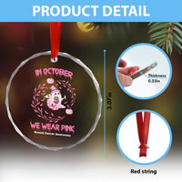 Breast Cancer Halloween Crystal Glass Ornament In October Ghost Wear Pink Black Cat - Wonder Print Shop