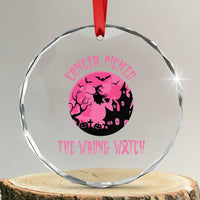 Breast Cancer Halloween Crystal Glass Ornament In October We Wear Pink Witch TS10