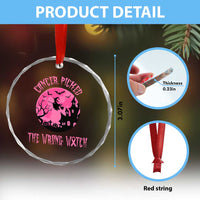 Breast Cancer Halloween Crystal Glass Ornament In October We Wear Pink Witch - Wonder Print Shop
