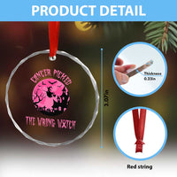 Breast Cancer Halloween Crystal Glass Ornament In October We Wear Pink Witch TS10