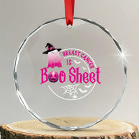Breast Cancer Is Boo Sheet Crystal Glass Ornament October Ghost Pink Ribbon TS10