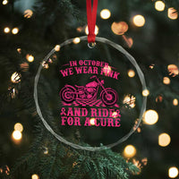 Breast Cancer Motorcycle Crystal Glass Ornament In October We Wear Pink Ride For A Cure TS10