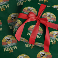 Brewski Skiing Beer Wrapping Paper Roll Funny Skiing Skier Ski Vacation Retro Sunset - Wonder Print Shop
