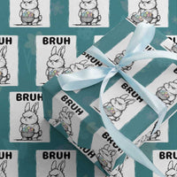 Bruh Angry Easter Bunny with Eggs Basket Wrapping Paper Roll Funny Rabbit Meme Humor Graphic Gift