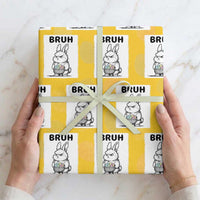 Bruh Angry Easter Bunny with Eggs Basket Wrapping Paper Roll Funny Rabbit Meme Humor Graphic Gift