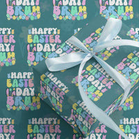 Bruh Easter Wrapping Paper Roll Teens Boys Kids Cute Bunny Eggs
