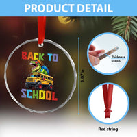 Bruh We Back Crystal Glass Ornament Funny Dinosaur Back To School Dinosaur