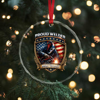 Built To Last Proud Welder Crystal Glass Ornament Blue Collar American Dad Gift