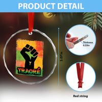 Burkina Faso Ibrahim Traoré Crystal Glass Ornament - Wonder Print Shop