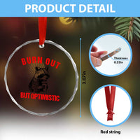 Burnt Out But Optimistic Crystal Glass Ornament Funny Raccoon Meme - Wonder Print Shop