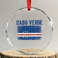 Cabo Verde Distressed Flag National Pride Crystal Glass Ornament Cape Verde Heritage Pride Retro Grunge Graphic