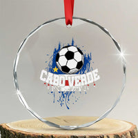 Cabo Verde Flag Football Graphic Crystal Glass Ornament Cape Verde Soccer Fans Artistic Pride