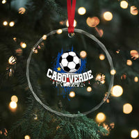 Cabo Verde Flag Football Graphic Crystal Glass Ornament Cape Verde Soccer Fans Artistic Pride