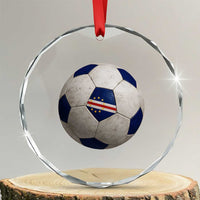 Cabo Verde Football Vintage Soccer Ball Graphic Crystal Glass Ornament