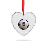 Cabo Verde Football Vintage Soccer Ball Graphic Heart Crystal Glass Ornament