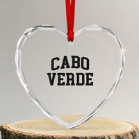 Cabo Verde Returns Home National Pride Varsity Style Heart Crystal Glass Ornament Cape Verde Minimalist Text Graphic