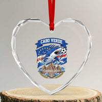 Cabo Verde Tubarões Azuis Soccer Pride Heart Crystal Glass Ornament Cape Verde Blue Sharks Football Fans