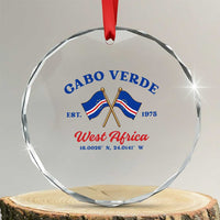 Cabo Verde West Africa Crossed Flags Crystal Glass Ornament Cape Verde Est 1975 Retro National Pride