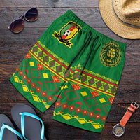 Cameroon Football Shorts for Men Tribal Motifs Green Color - Wonder Print Shop