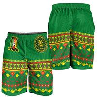 Cameroon Football Shorts for Men Tribal Motifs Green Color - Wonder Print Shop