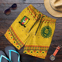 Cameroon Football Shorts for Men Tribal Motifs Yellow Color - Wonder Print Shop