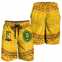 Cameroon Football Shorts for Men Tribal Motifs Yellow Color - Wonder Print Shop