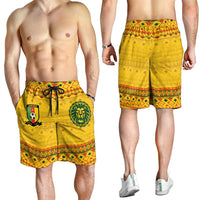 Cameroon Football Shorts for Men Tribal Motifs Yellow Color - Wonder Print Shop