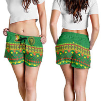 Cameroon Football Shorts for Women Tribal Motifs Green Color - Wonder Print Shop