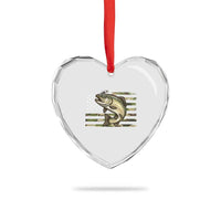 Camo Bass Fishing Heart Crystal Glass Ornament Patriotic US Flag Fisherman - Wonder Print Shop