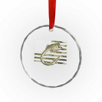 Camo Fish Hook Fishing Crystal Glass Ornament Patriotic US Flag Fisherman Camouflage Bass Fishing - Wonder Print Shop