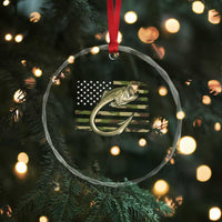 Camo Fish Hook Fishing Crystal Glass Ornament Patriotic US Flag Fisherman Camouflage Bass Fishing - Wonder Print Shop